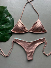 GLOSSBABE Metallic Gold Rose Pleated V Cut Set