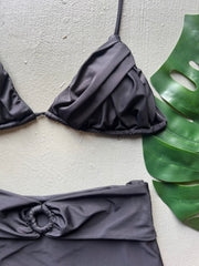 Black Pleated High Waist Set
