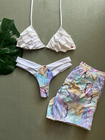 White Cuarzo Ruffles Matching Set