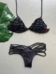 Black on Black Scrunchy Ruffles Set