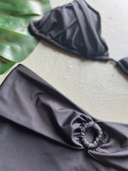 Black Pleated High Waist Set