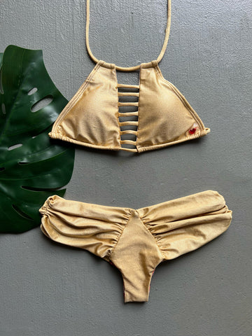 Golden Nude Halter Top Set