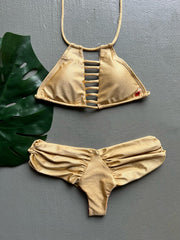 Golden Nude Halter Top Set