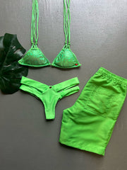 Glittery Neon Green Knotted Set
