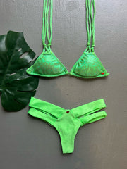 Glittery Neon Green Knotted Set