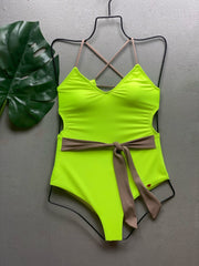 Neon Nude Belted One Piece