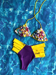 Multicolor Flowery High Waist Set