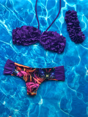 Purple Beaded Bandeau Set