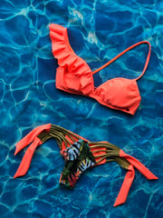 One Shoulder Orange Neon Set