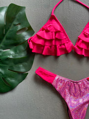 Metallic Pink Arandelas Set