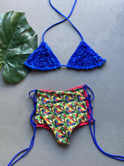 Royal Blue Ruches High Waist Set