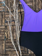 Lilac & Black ColorBlock One Piece