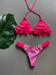 Metallic Pink Arandelas Set