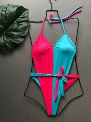 Turquoise & Pink Wrap Up Monokini