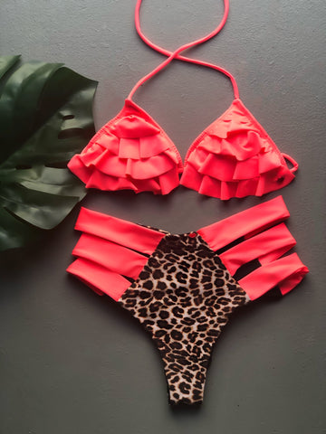 Leopard & Neon Pink High Waist Set