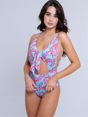 Pink Palmas Cut Out One Piece