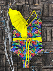 Yellow Bolero Belted One Piece