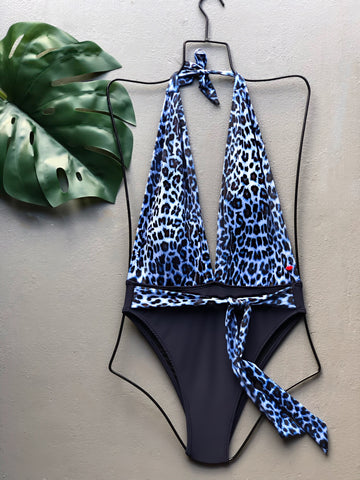 Navy Leopard Plunge One Piece