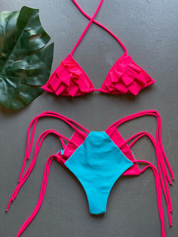 Pink Ruffles High Waist Set