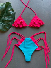 Pink Ruffles High Waist Set