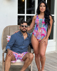 Bluish Tropical Leaves One Piece