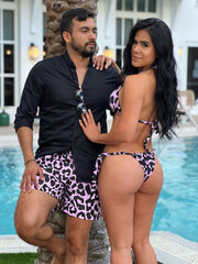 Pink Leopard Bikini Matching Set