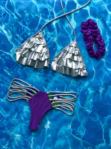 Metallic Gray Ruffles Set