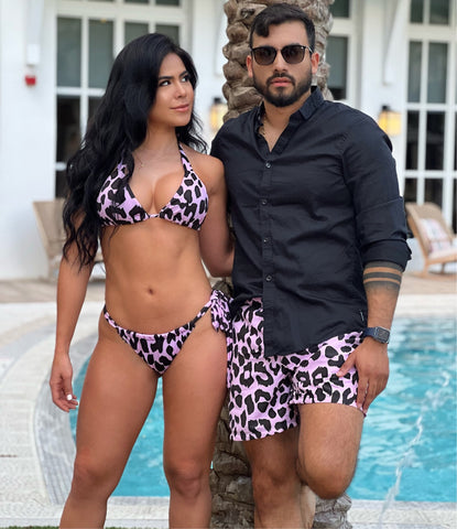 Pink Leopard Bikini Matching Set