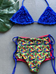 Royal Blue Ruches High Waist Set