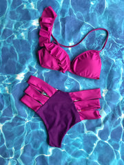 Purple One Ruffle High Waist Set