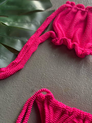 Ribbed Bandeau Pink Set