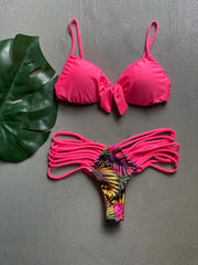 Neon Pink Knotted Top Set