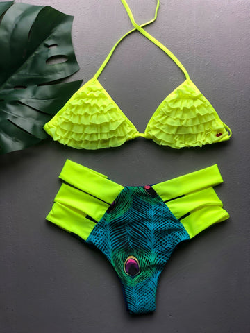 Neon Peacock High Waist Set