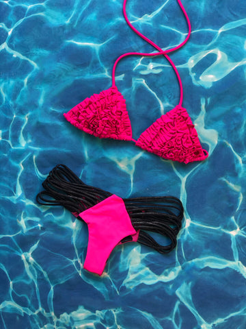 Pink & Metallic Ruffled Set