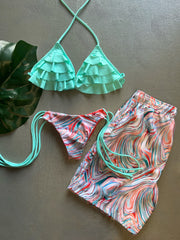 Mint Swirls Ruffles Matching Set