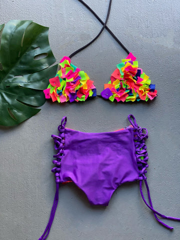Rainbow Beaded Flakes High Waist Set