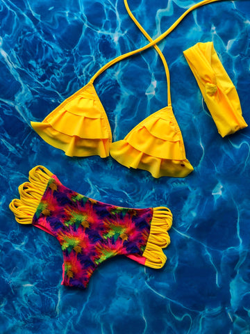 Yellow Ruffles Semi High Waist