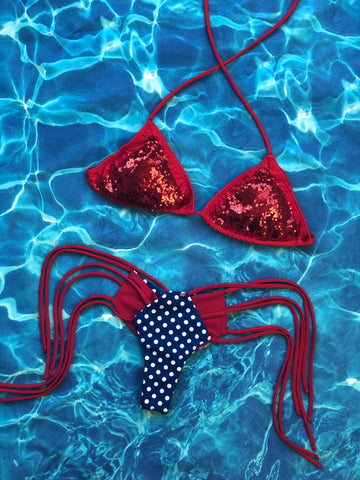 Red Sequin Polka Dots Set