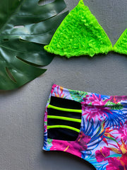 Neon Green Ruches High Waist Set