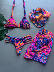 Purplish Pink Swirls Triangle Matching Set
