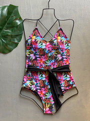 Black Florencia Belted One Piece