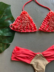 Coral & Gold Matte Ruches Set