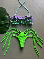 Mambo Green & Lilac Bandeau Set