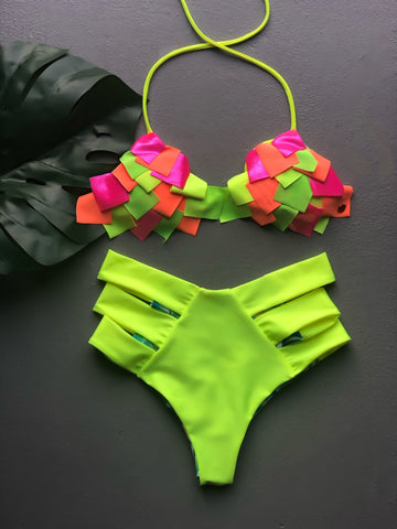 All Neon Patches High Waist Set