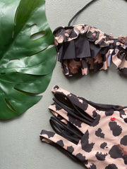 Leopard Ruffles High Waist Set