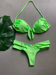Neon Green Knotted Bandeau Set
