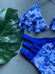 Bluish Cherries High Waist Set