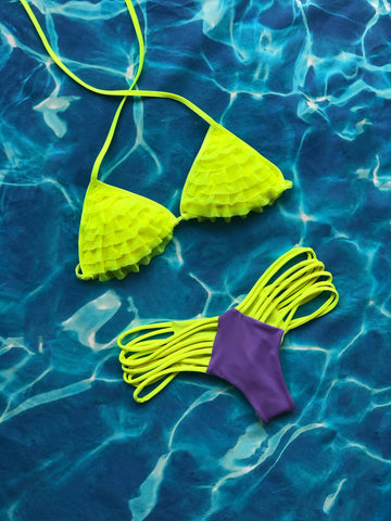 Lilac & Neon Yellow Ruffles Set