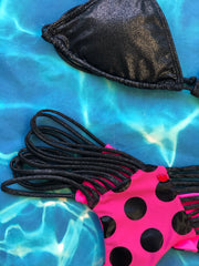 Metallic Black Polka Dots Set