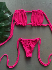 Ribbed Bandeau Pink Set
